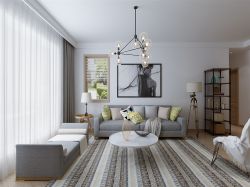 北欧风格大客厅木质吊顶设计图片_装修123效果图