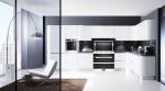 现代黑白家装吧台式开放厨房灶台设计