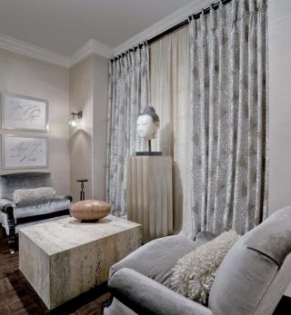 白色现代简约客厅窗帘装修