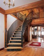 美式风格木屋别墅实木楼梯图片