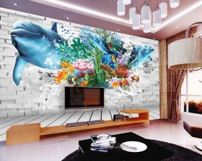 现代时尚客厅电视墙浮雕艺术玻璃装修效果图