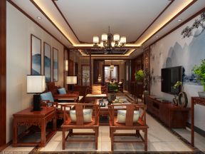 2023新中式客厅家具装修效果图片欣赏