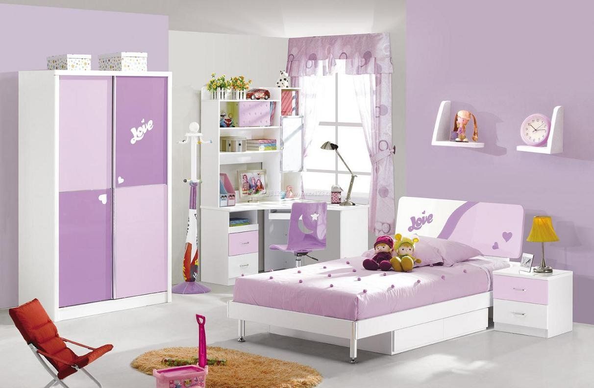 儿童房间组合家具浅紫色搭配设计