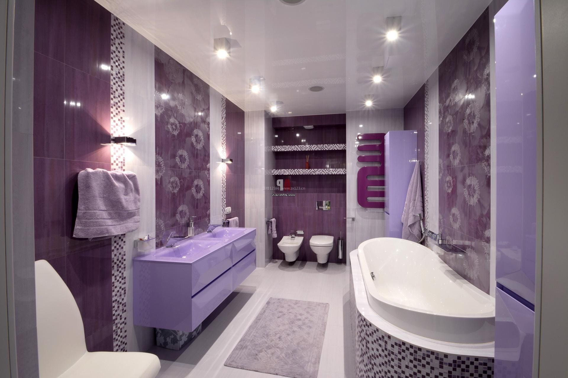 浴室房间浅紫色设计效果图