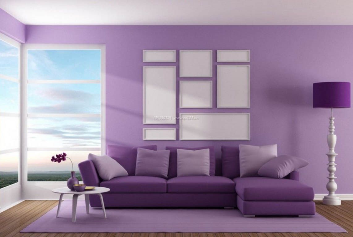 现代紫色系卧室装修效果图图片素材-编号27043001-图行天下
