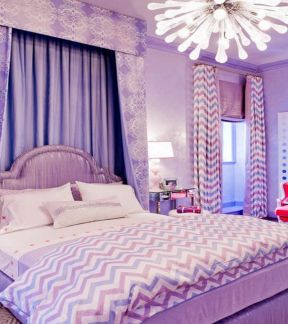 浅紫色女生房间床缦设计效果图