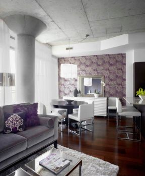 2023浅紫色房间客厅装修设计