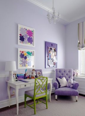 浅紫色房间小书房设计效果
