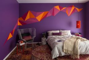 时尚房间卧室浅紫色墙纸设计