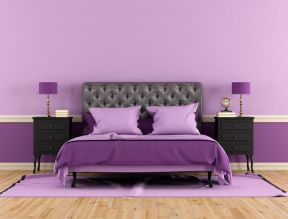 浅紫色房间卧室壁纸设计装修效果图