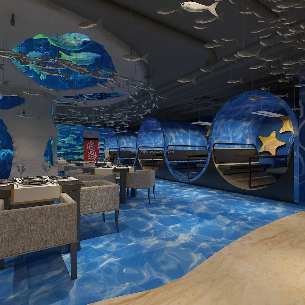 2020海洋主题餐厅包间设计装修效果图