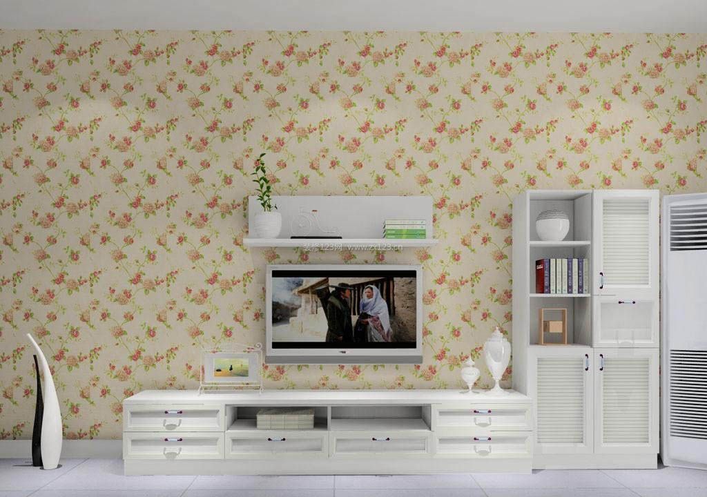 电视背景墙贴墙纸碎花图片