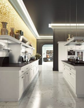 黑白风格小厨房组合橱柜图片