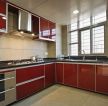 厨房入墙式整体橱柜红色装修效果图片
