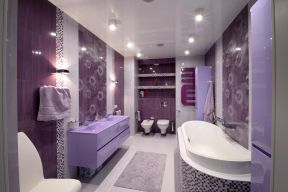 时尚浴室洗面盆紫色效果图片
