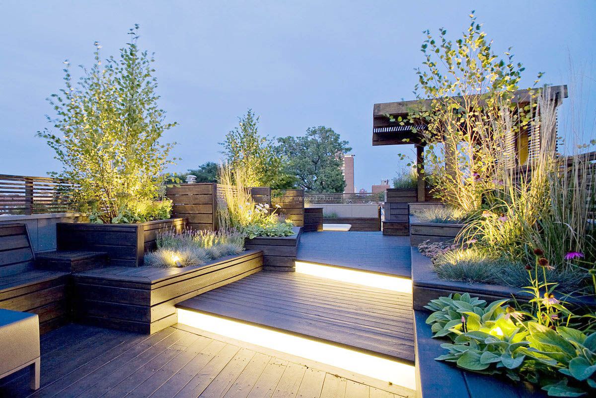 别墅屋顶花园灯光设计平面图_装修123效果图