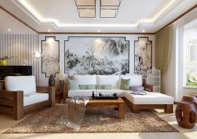 中国乡村风格客厅沙发摆放装修效果图