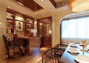 中国乡村风格餐厅书房一体装修