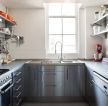 U型厨房橱柜不锈钢台面效果图