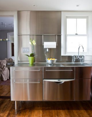 2023家庭厨房橱柜不锈钢台面效果图大全