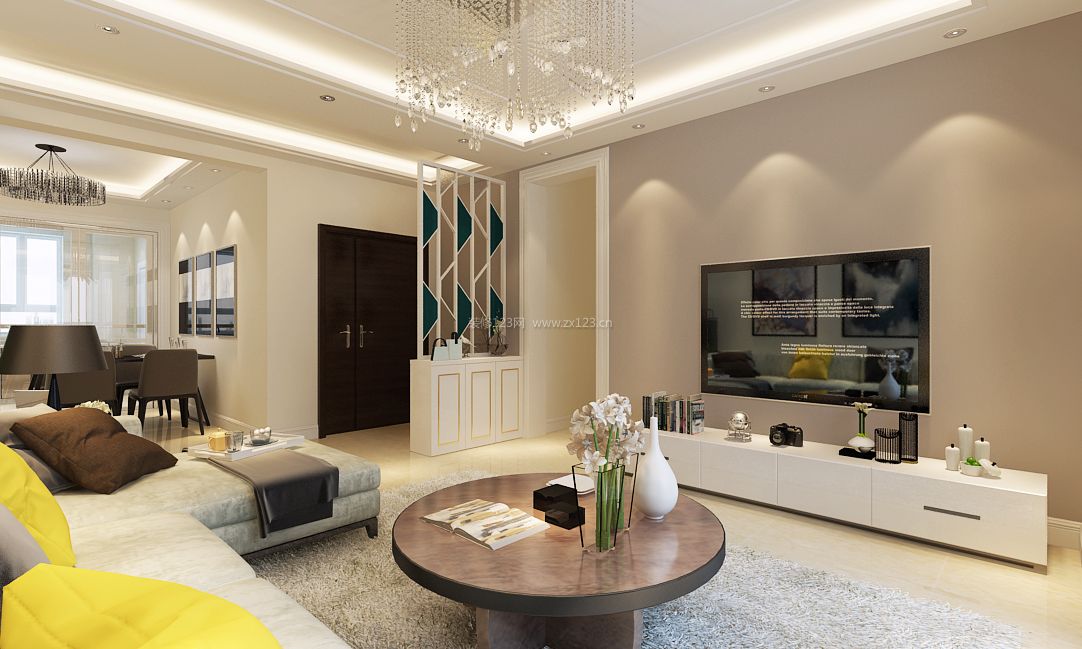 2017现代两室两厅进门鞋柜隔断装修效果图