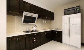 2023新中式厨房双开门冰箱装修图片