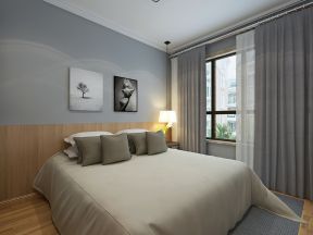 2023现代日式卧室灰色窗帘装修效果图片