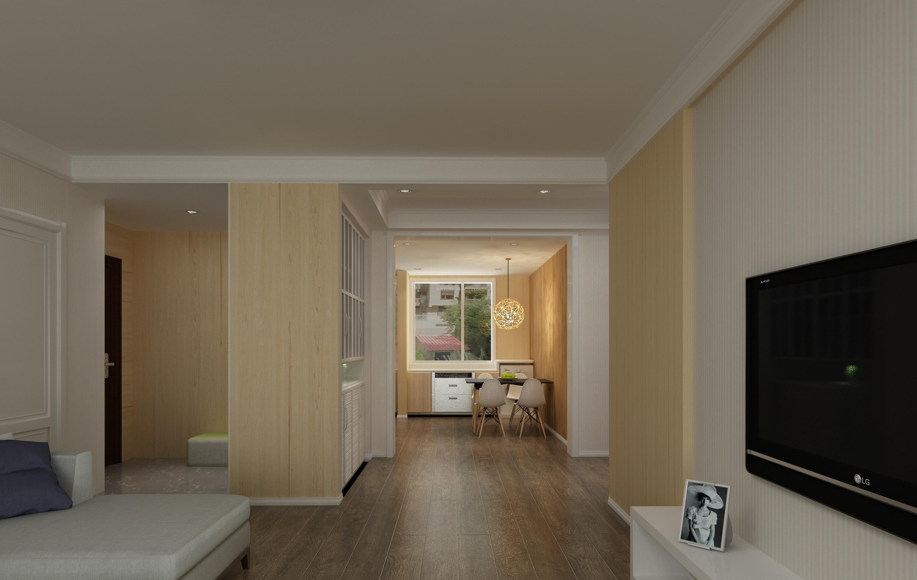2023现代两室两厅室内木地板效果图