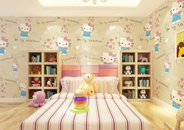现代温馨儿童卧室壁纸效果图