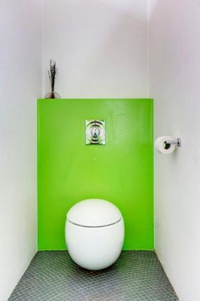 2023单身汉公寓卫生间绿色背景墙装修图