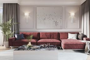 2023简欧家具红色沙发高清图片