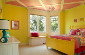 2023大卧室简欧风格黄色墙装修图片