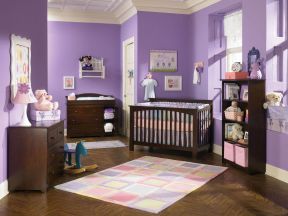 2023紫色卧室婴儿床装修效果图