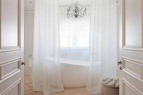 2023浴室窗帘柔纱帘白色效果图片