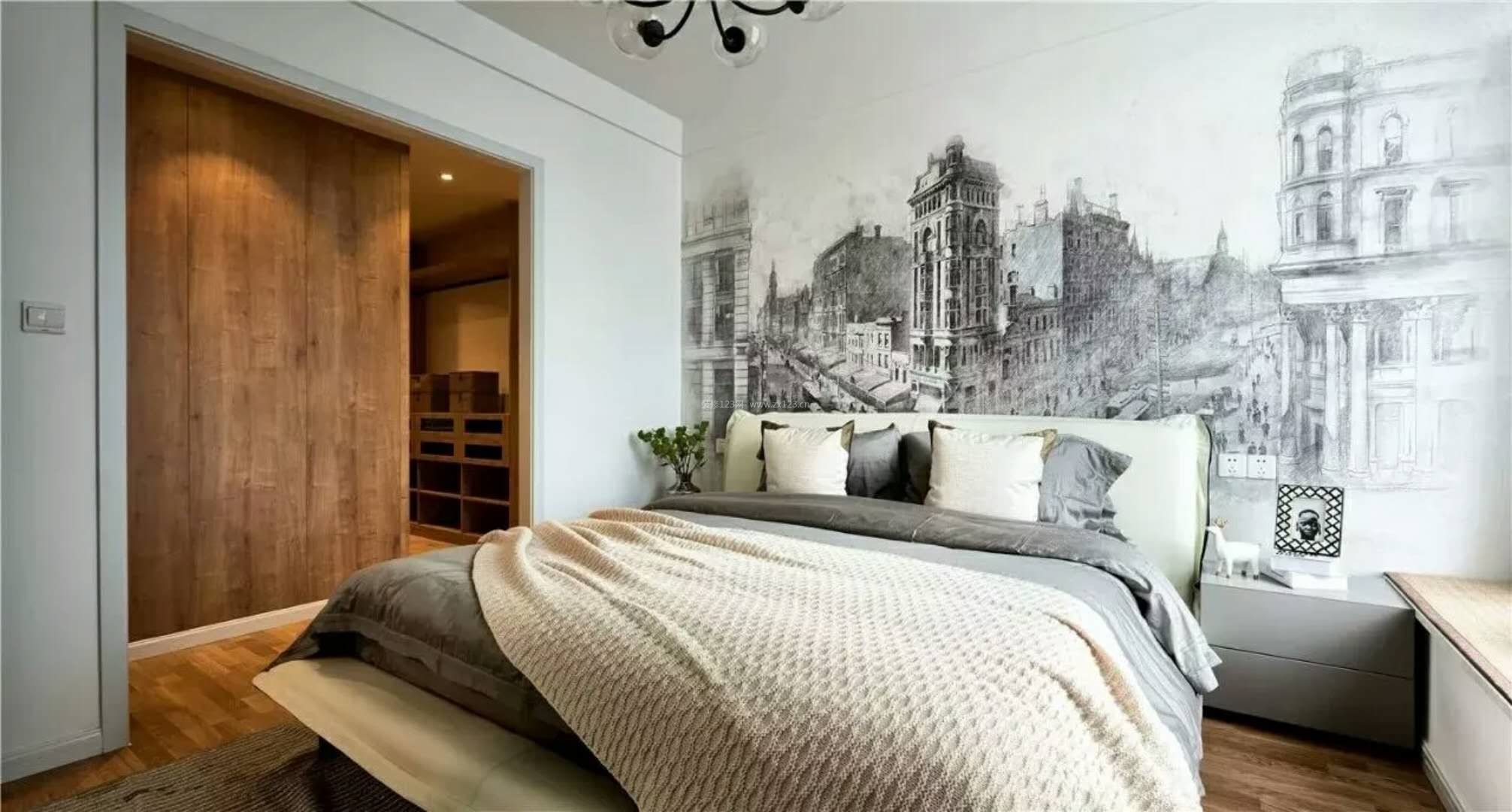 2020混搭北欧风格家装设计效果图 2020卧室床头背景墙设计图片