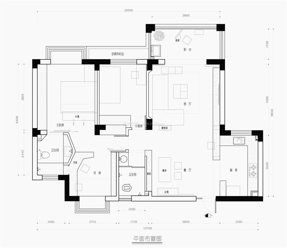 2023现代风格经典三室两厅户型图