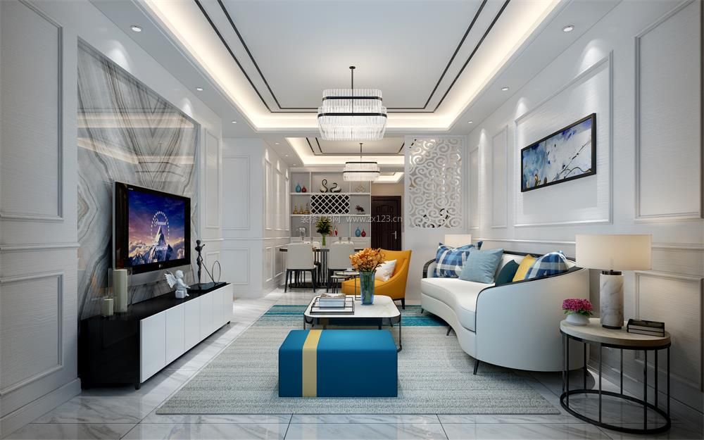 2020新房装修现代简约风格效果图 微晶石电视背景墙