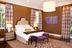 2023美式卧室紫色窗帘家装设计