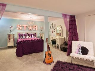 2023欧式卧室紫色窗帘隔断家装设计