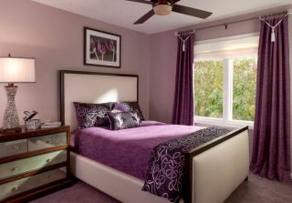 2023古典家庭卧室紫色窗帘家装设计图