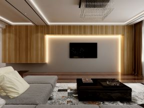 2020现代两室两厅效果图 客厅电视机背景墙