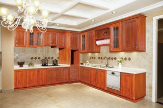 2023中式厨房实木橱柜装饰效果图