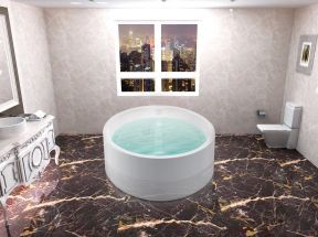 2023浴室简约圆形浴缸3d图片