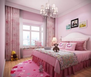 2023粉色公主房间窗帘装潢设计效果图