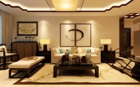 2023新中式客厅家具摆设装修方案图片