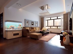 2023新中式客厅鱼缸装饰效果图片