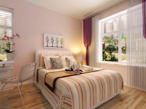 2023现代卧室藕粉色墙面漆设计效果图大全