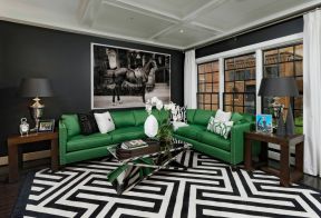 2023欧式别墅家居客厅沙发绿色图片