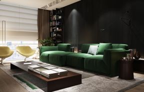 2023客厅家居绿色布艺沙发摆放效果图片
