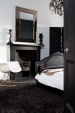 2023黑白灰现代卧室壁炉设计图片